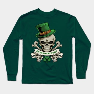 St Patrick's Day Skull Gift Long Sleeve T-Shirt